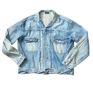 Quiet Lux John Elliott Distressed Denim Jacket Light Wash Made in Japan Size 3